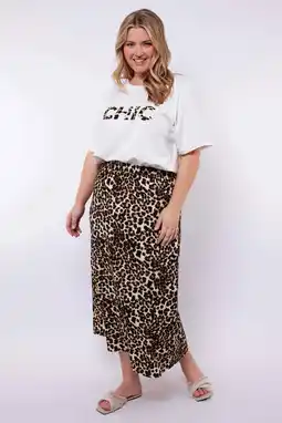 Wehkamp Exxcellent midi rok met panterprint bruin aanbieding