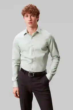 Wehkamp Calvin Klein slim zakelijk overhemd groen aanbieding