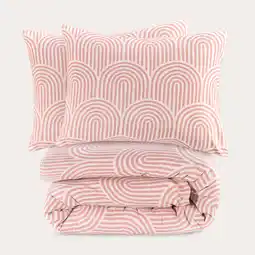 Wehkamp NOUS Living Rainbow katoenen grafische 2-persoons dekbedovertrek 200x200 cm - roze aanbieding