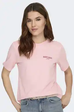 Wehkamp ONLY T-shirt met backprint lichtroze aanbieding