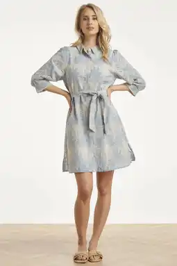 Wehkamp Smashed Lemon gebloemde blousejurk met ceintuur - lichtblauw aanbieding