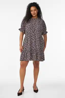 Wehkamp Zizzi gebloemde blousejurk Plus Size - donkerblauw aanbieding