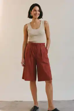Wehkamp AWARE wide leg fit bermuda short - roodbruin aanbieding