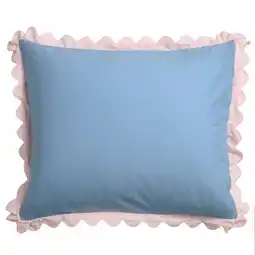 Wehkamp NOUS Living katoenen kussensloop lichtblauw - scalloped edge (60x70 cm) aanbieding