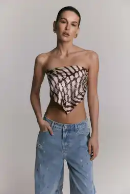 Wehkamp Refined Department sjaaltje met dierenprint bruin aanbieding