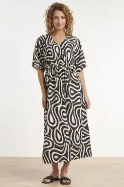 Wehkamp Smashed Lemon katoenen zomerjurk met ceintuur en print - zwart aanbieding