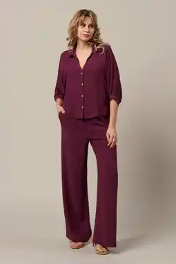 Wehkamp Co Woman highwaist broek donkerrood aanbieding
