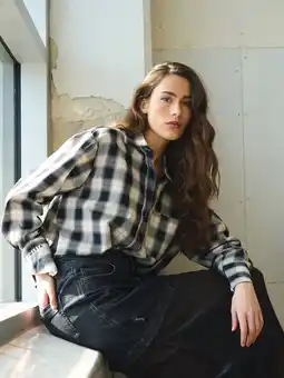 Wehkamp Gossia geruite blouse - zwart aanbieding