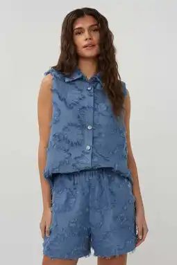 Wehkamp Studio AMAYA regular highwaist casual short met textuur blauw aanbieding