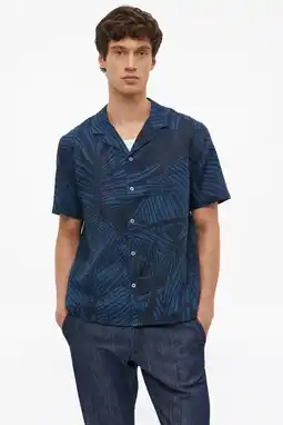 Wehkamp s.Oliver regular casual overhemd met linnen donkerblauw aanbieding