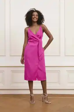 Wehkamp Lofty Manner midi jurk - fuchsia aanbieding