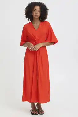 Wehkamp ICHI wikkeljurk met knoopdetail en rechte mouwen rood aanbieding