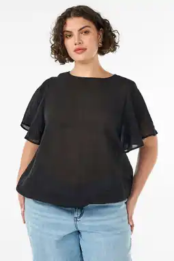 Wehkamp Zizzi rechtvallend blousetop Plus Size - zwart aanbieding