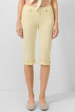Wehkamp QS lowwaist capri jeans lichtgeel aanbieding