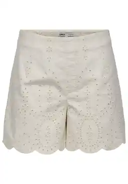 Wehkamp ONLY regularwaist casual short beige broderie aanbieding