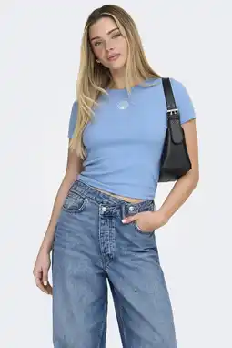 Wehkamp ONLY T-shirt met borduursels - blauw aanbieding