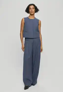 Wehkamp MSCH Copenhagen wide leg highwaist broek donkerblauw aanbieding