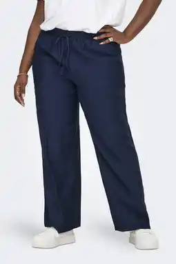 Wehkamp ONLY CARMAKOMA highwaist casual broek donkerblauw aanbieding
