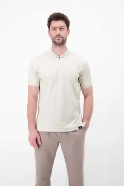 Wehkamp LERROS regular polo met ingebreid patroon wit aanbieding
