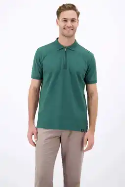 Wehkamp LERROS regular polo met ingebreid patroon groen aanbieding