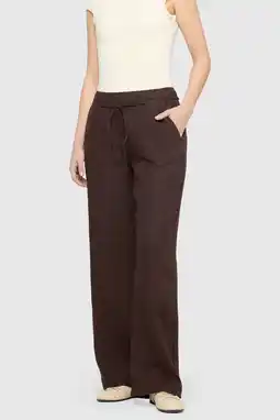 Wehkamp MAC highwaist broek met linnen donkerbruin aanbieding