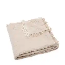 Wehkamp Jollein ledikantdeken Fringe Stripe - Biscuit/Ivory aanbieding