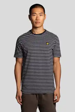Wehkamp Lyle & Scott regular gestreepte T-shirt donkerblauw aanbieding
