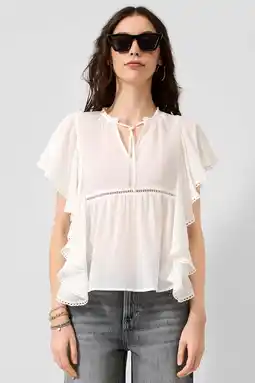 Wehkamp QS top met ruches - wit aanbieding
