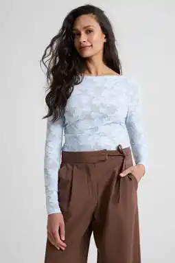 Wehkamp Ruby semi-transparante top met textuur lichtblauw aanbieding