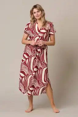Wehkamp Co Woman midi blousejurk met print - rood aanbieding