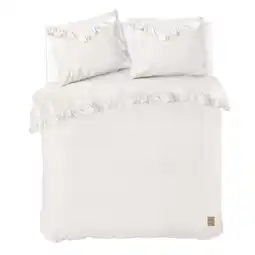 Wehkamp Dindi Home katoenen dekbedovertrek lits-jumeaux ecru met ruffles (240x220 cm) aanbieding