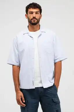 Wehkamp Butcher of Blue loose casual overhemd met linnen lichtblauw aanbieding