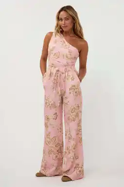 Wehkamp AMAYA Amsterdam highwaist gebloemde broek met linnen lichtroze aanbieding