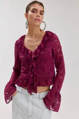 Wehkamp HARPER & YVE kanten blouse paars aanbieding