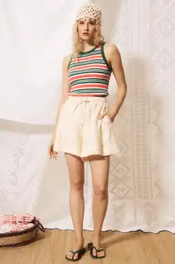 Wehkamp FRNCH loose fit casual short met print - ecru aanbieding