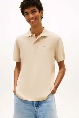Wehkamp Tommy Jeans regular polo beige aanbieding