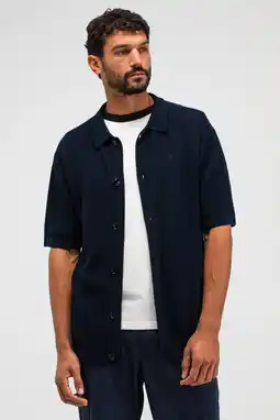 Wehkamp Butcher of Blue regular casual overhemd gebreid donkerblauw aanbieding