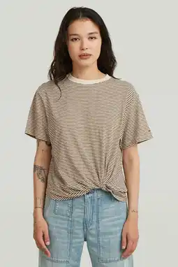 Wehkamp G-STAR gestreept T-shirt ecru aanbieding