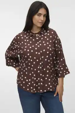 Wehkamp VERO MODA CURVE blouse Plus Size met stippen - bruin aanbieding