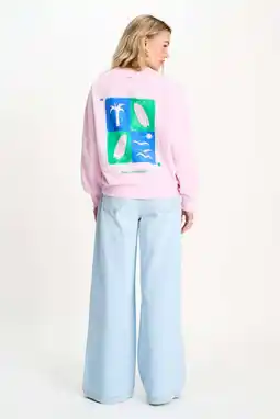 Wehkamp POM Amsterdam sweater met backprint lichtroze aanbieding
