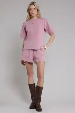 Wehkamp Pink Noir regularwaist sweatshort oudroze aanbieding