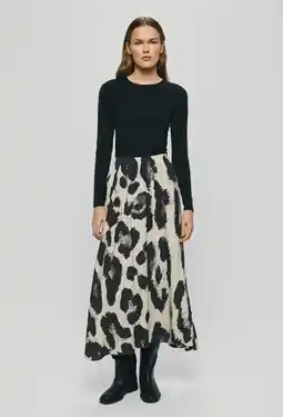Wehkamp MSCH Copenhagen midi rok met panterprint ecru aanbieding