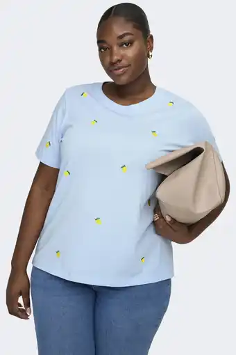 Wehkamp ONLY CARMAKOMA T-shirt lichtblauw aanbieding
