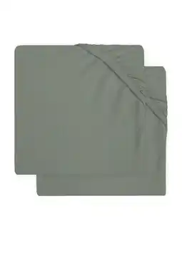 Wehkamp Jollein katoenen jersey ledikant hoeslaken 60x120cm - Ash green (set van 2) aanbieding