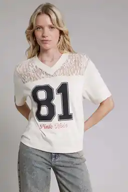 Wehkamp Pink Noir T-shirt ecru aanbieding