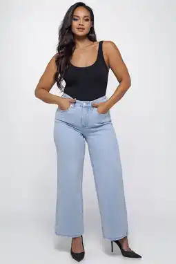 Wehkamp Fox Factor DIXI Vintage Blue highwaist straight leg jeans light blue denim aanbieding