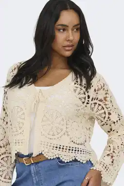 Wehkamp ONLY CARMAKOMA gebreid vest crochet zand aanbieding