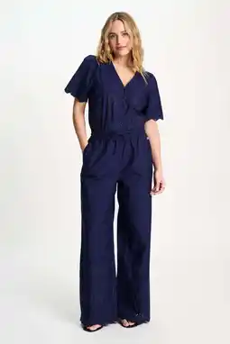Wehkamp POM Amsterdam highwaist broek donkerblauw broderie aanbieding