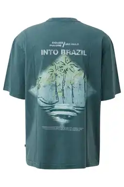 Wehkamp QS relaxed fit T-shirt met backprint - petrol aanbieding