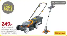 Praxis Accu Grasmaaier + Accu Grastrimmer aanbieding